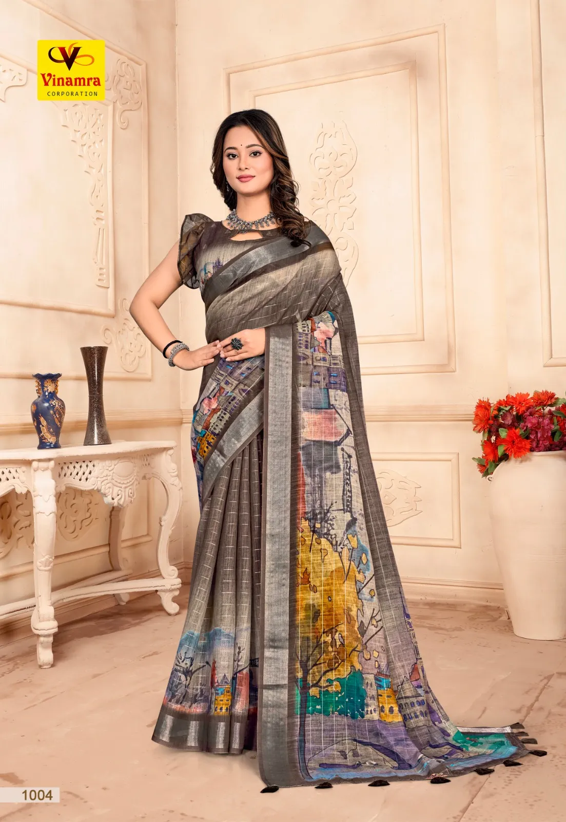 Buy Lilen Material Saree in Surat - Reseller Bazzar